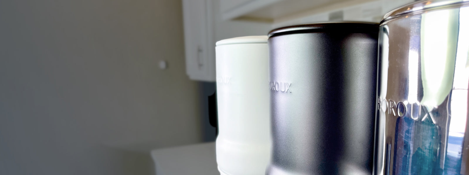 BOROUX legacy.™ water filter systems in 3 color options