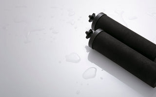 Black Berkey water filters on a white background