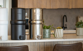 BOROUX legacy. compact water filtration systems on countertop in a beautiful kitchen