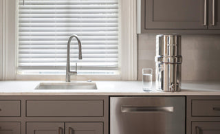 BOROUX legacy compact water filtration system on kitchen countertop ready to filter water