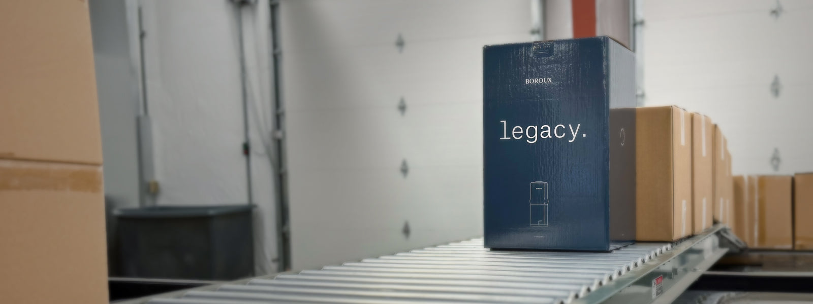 BOROUX legacy water filtration system on conveyor ready to ship