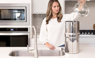 Pouring water into a BOROUX water filter