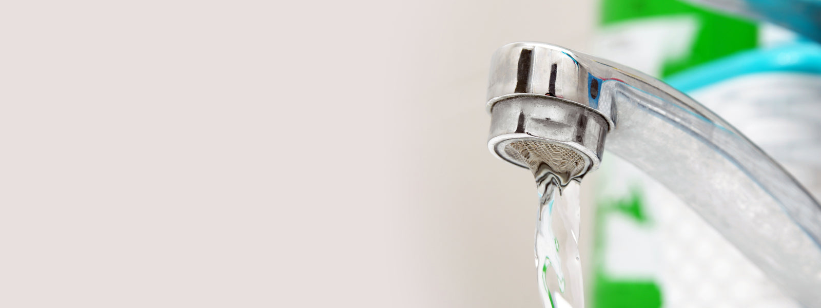 Tap water faucet close up