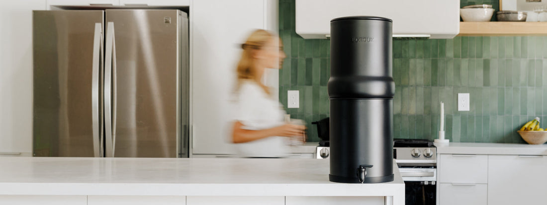 BOROUX legacy water filtration system in a kitchen ready to filter tap water.