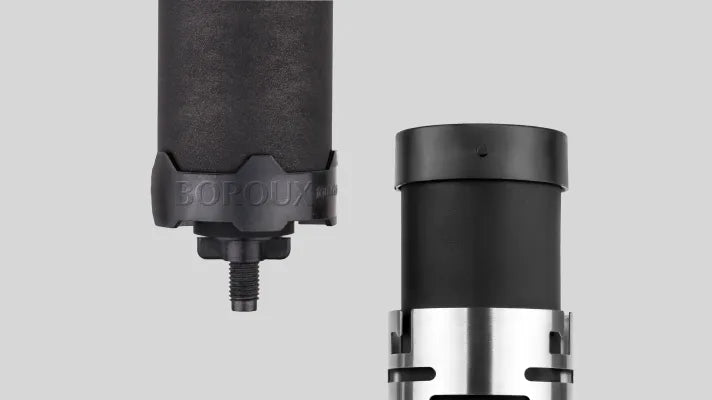 BOROUX black carbon composite filter elements — the core of the gravity filtration system