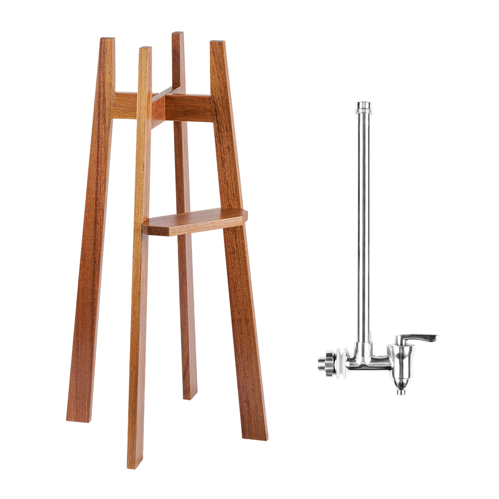 3-Gallon Wood Floor Stand and Water Level Spigot Bundle