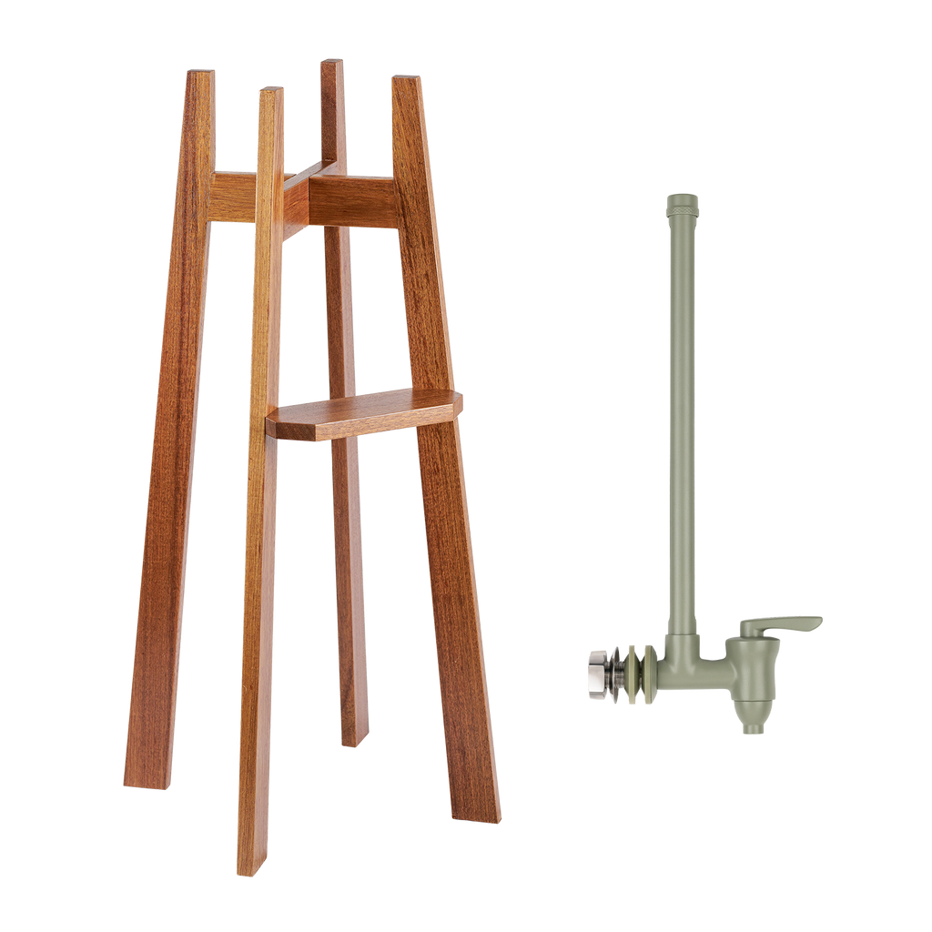 3-Gallon Wood Floor Stand and Water Level Spigot Bundle