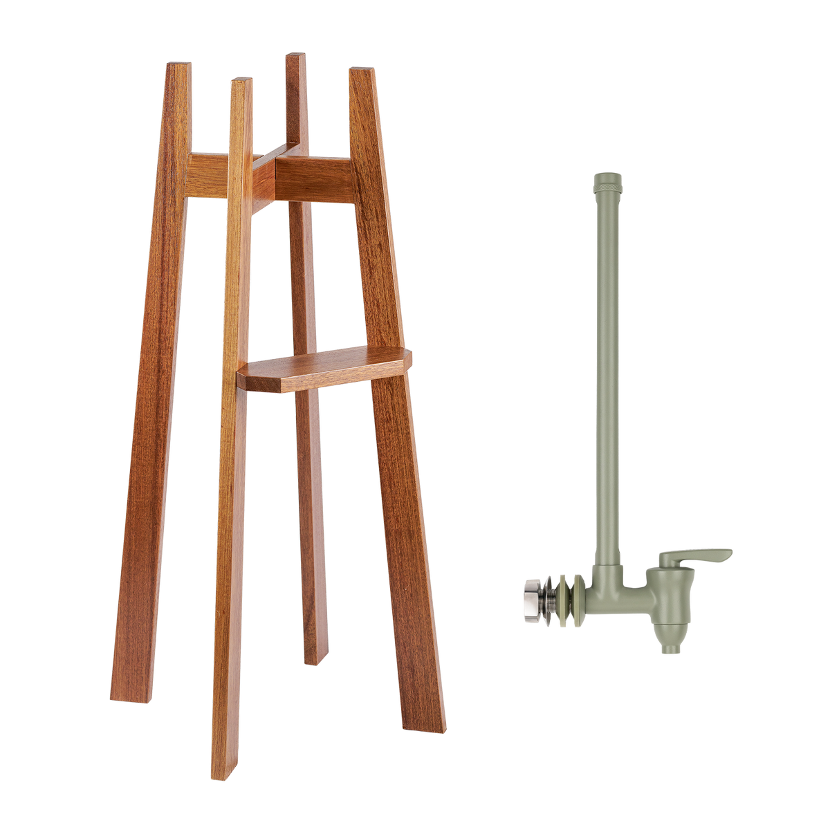 3-Gallon Wood Floor Stand and Water Level Spigot Bundle