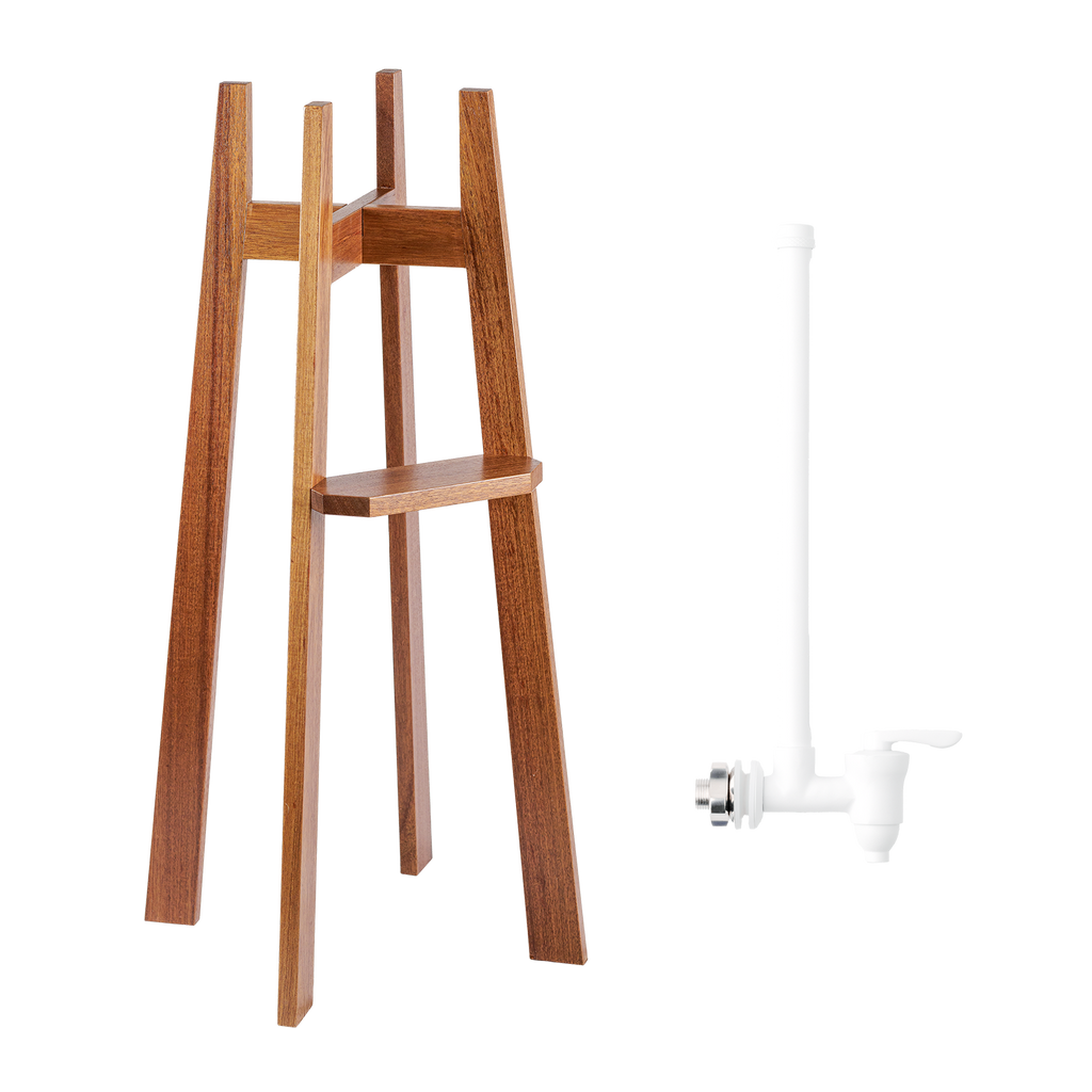 3-Gallon Wood Floor Stand and Water Level Spigot Bundle