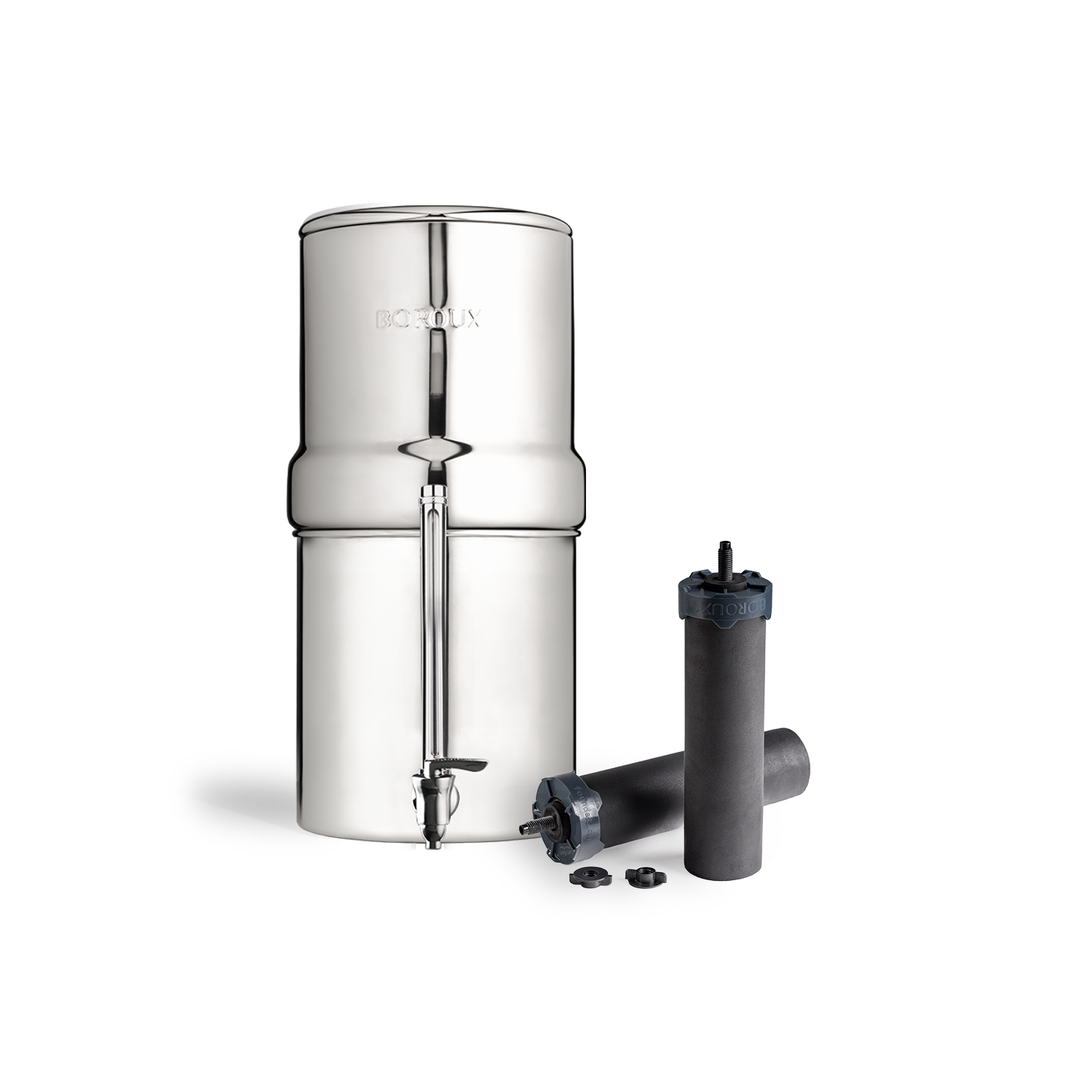 BOROUX Legacy™ Compact Water Level Spigot Bundle - Polished Stainless Steel / 2 Filters
